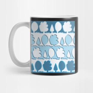 Minimalist Continuous Line Forest in cool steel blue grey tones Mug